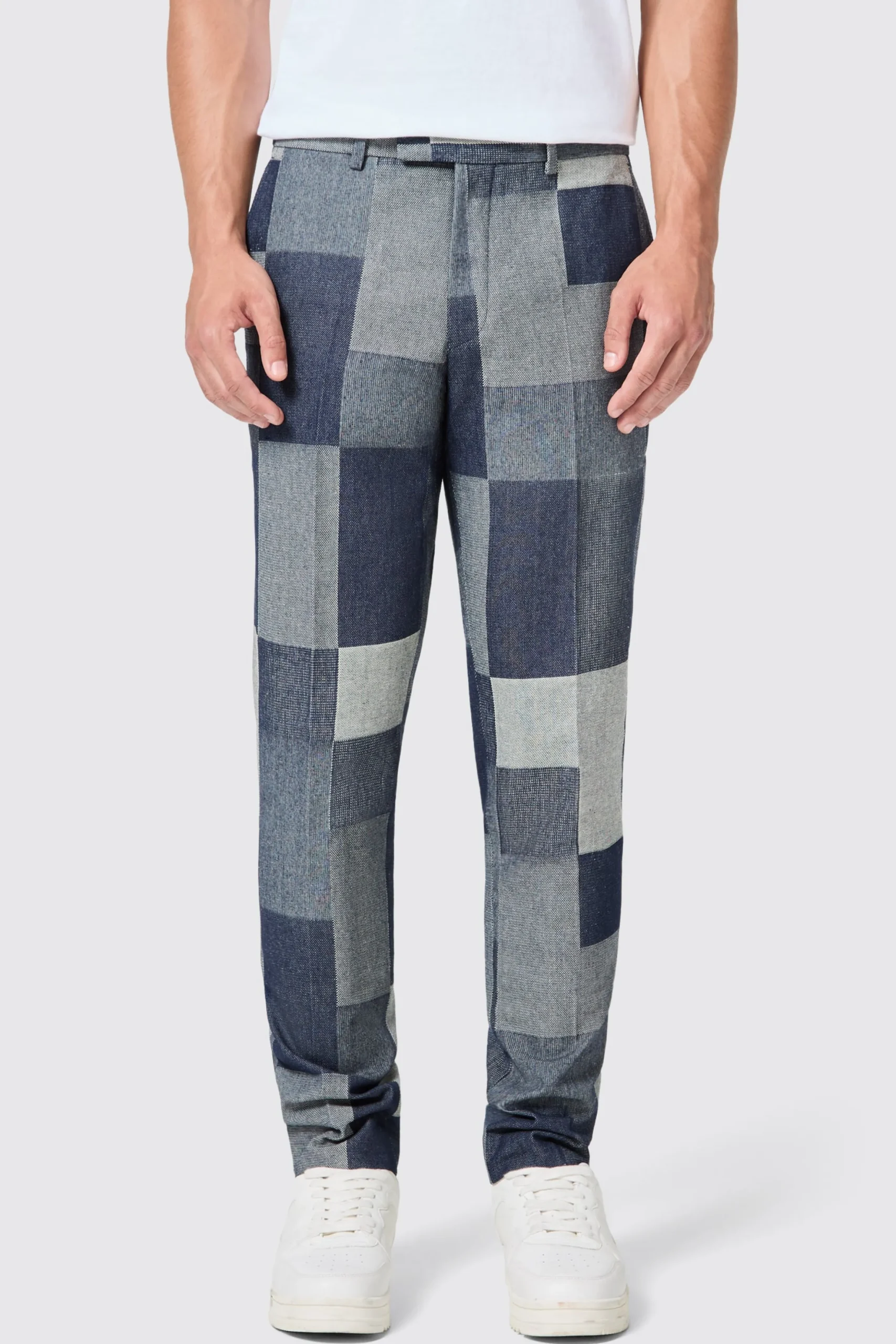 Gasly Slim Fit Blue Denim Patch Trousers