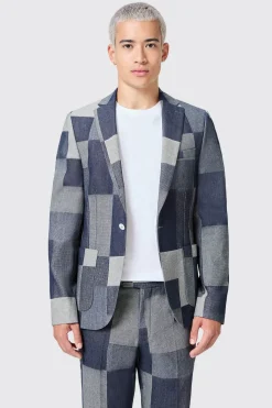 Gasly Slim Fit Blue Denim Patch Jacket