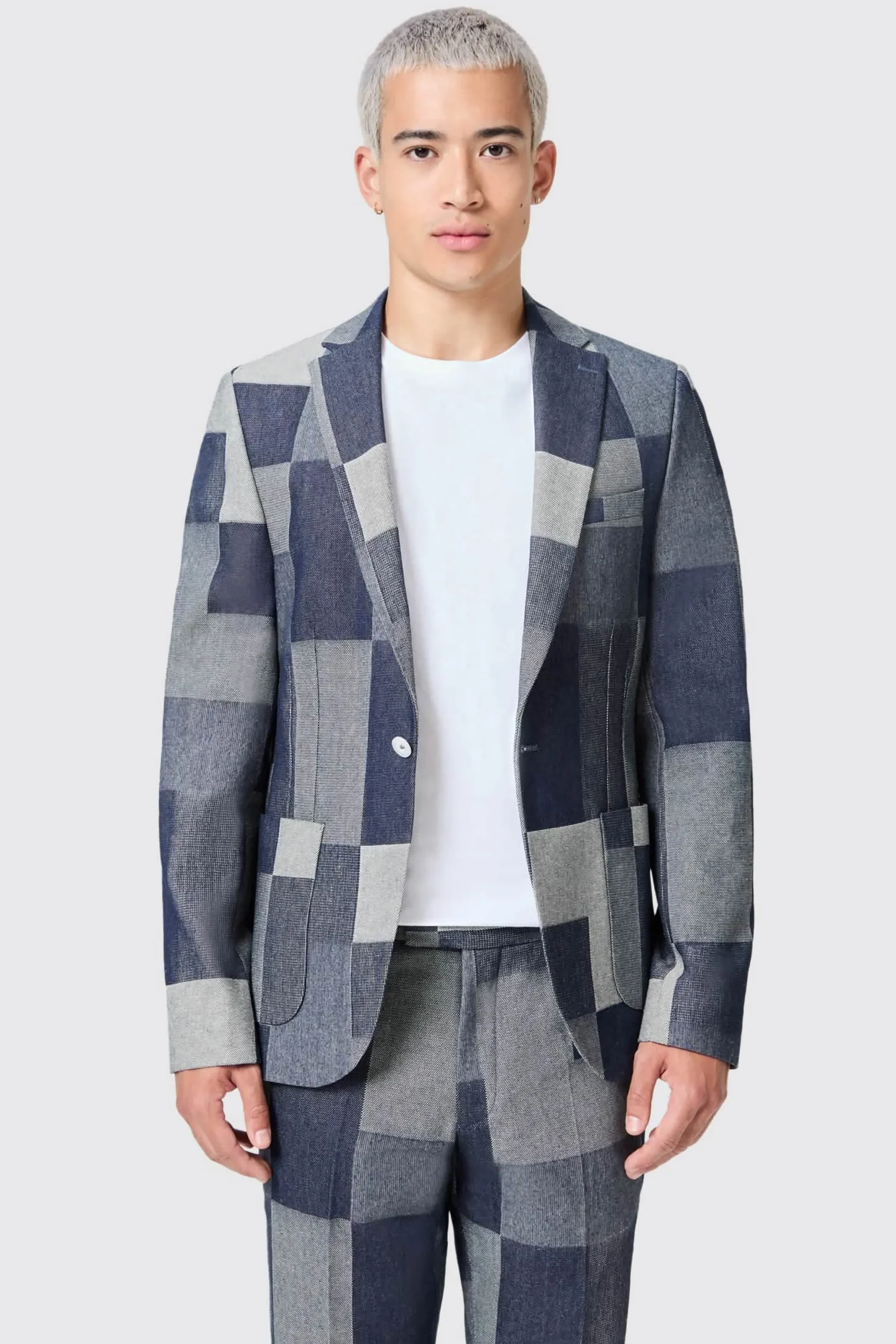 Gasly Slim Fit Blue Denim Patch Jacket