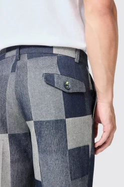 Gasly Slim Fit Blue Denim Patch Trousers
