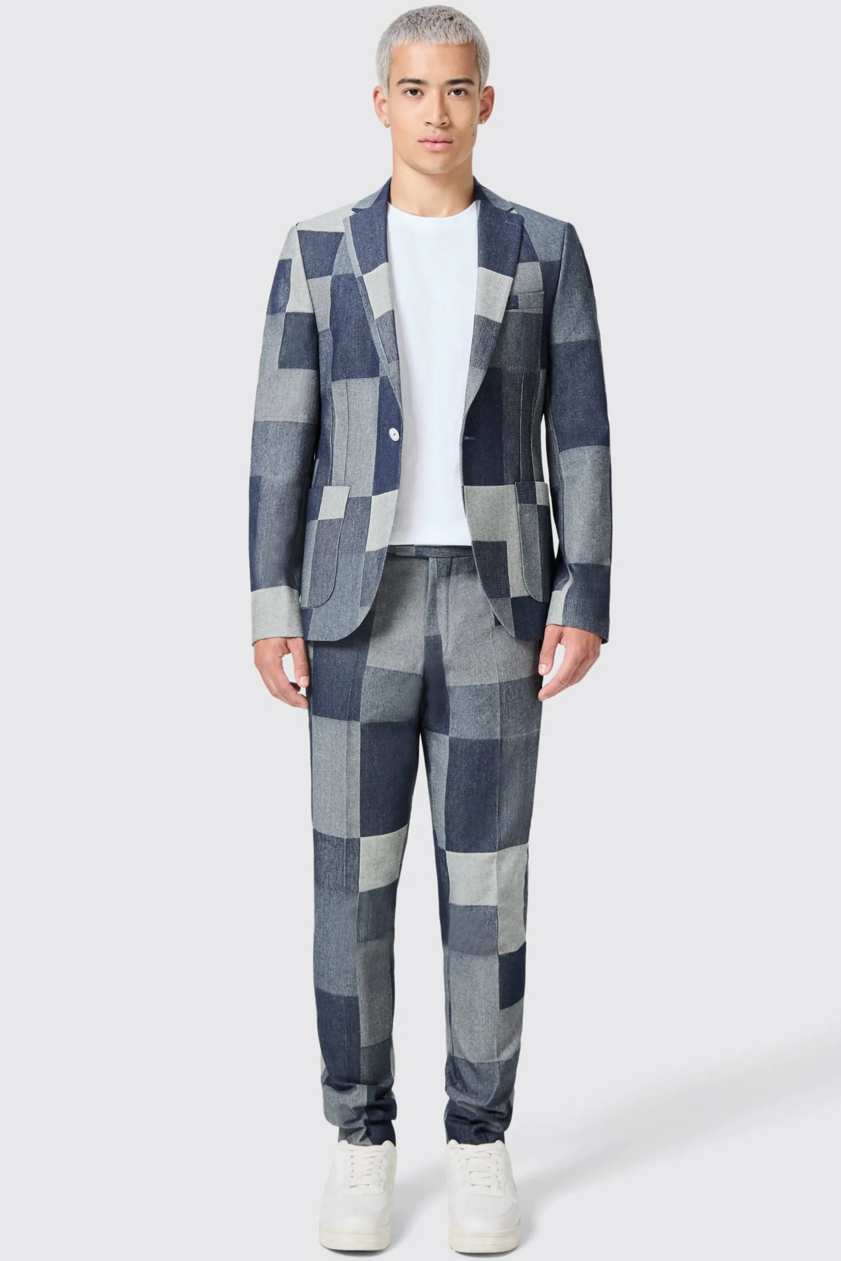 Gasly Slim Fit Blue Denim Patch Trousers