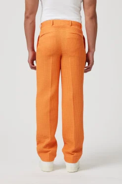 Gaufre Orange Waffle Knit Cotton Trousers