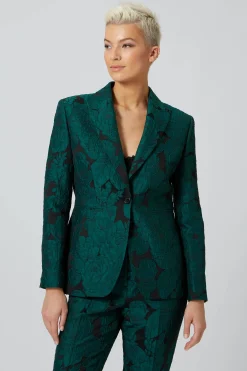 Gillian Skinny Fit Green Floral Jacket
