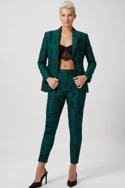 Gillian Skinny Fit Green Floral Suit