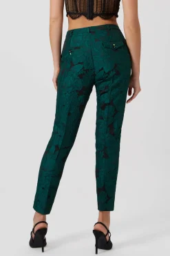 Gillian Skinny Fit Green Floral Trousers