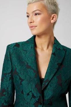 Gillian Skinny Fit Green Floral Suit