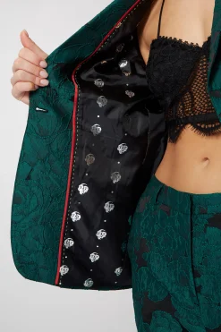 Gillian Skinny Fit Green Floral Jacket