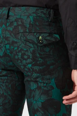 Gilmour Skinny Fit Green Floral Trousers