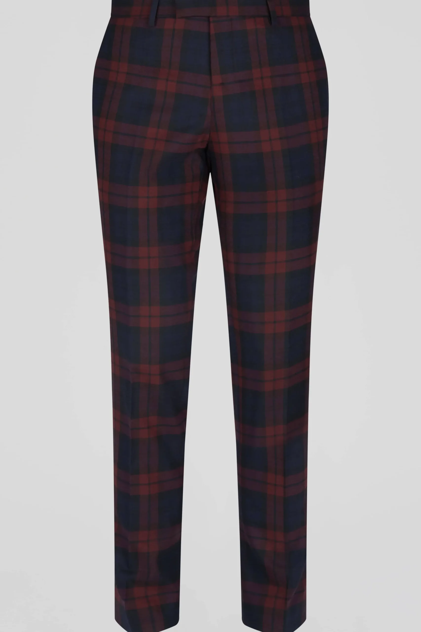Ginger Skinny Fit Burgundy Tartan Trousers