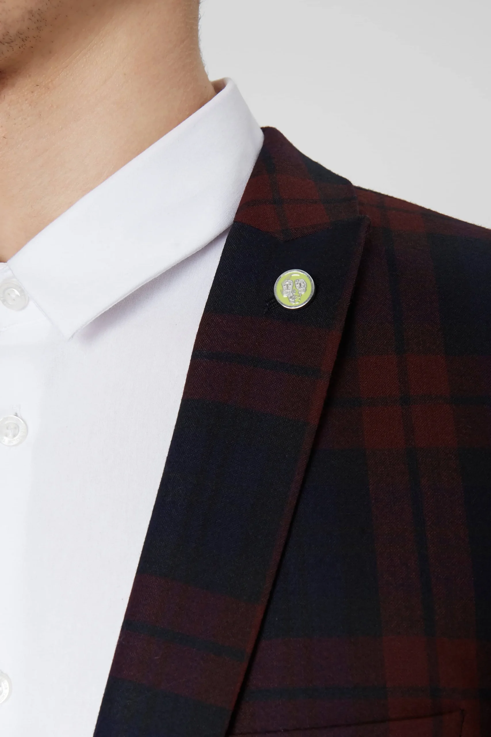 Ginger Skinny Fit Burgundy Tartan Jacket