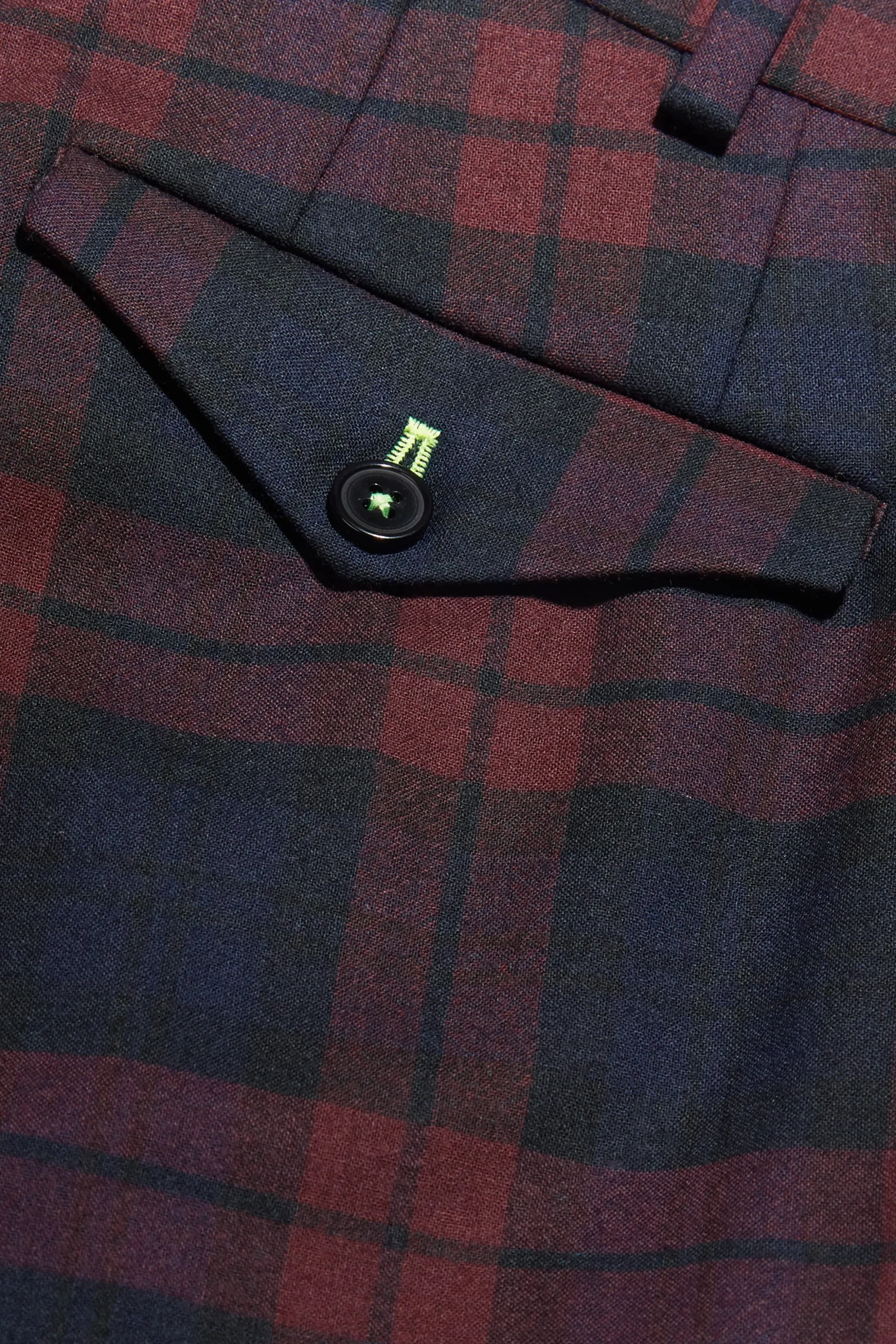 Ginger Skinny Fit Burgundy Tartan Trousers
