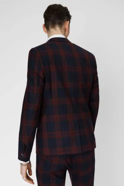 Ginger Skinny Fit Burgundy Tartan Suit