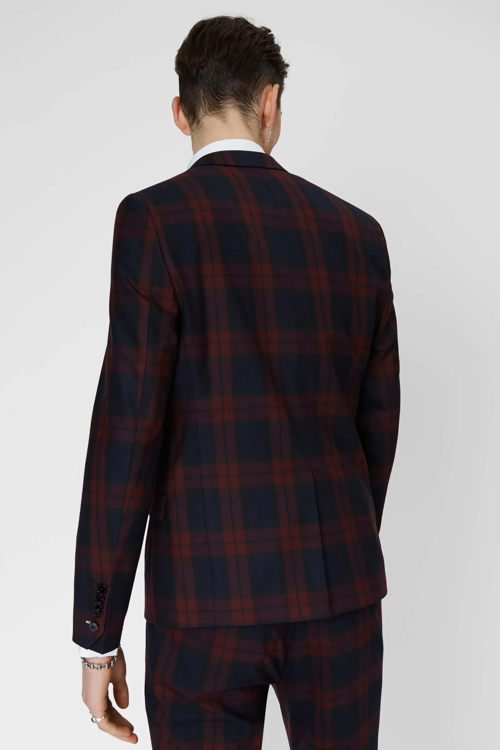 Ginger Skinny Fit Burgundy Tartan Suit