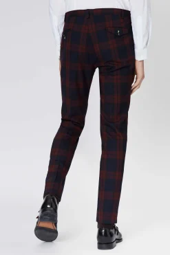 Ginger Skinny Fit Burgundy Tartan Suit