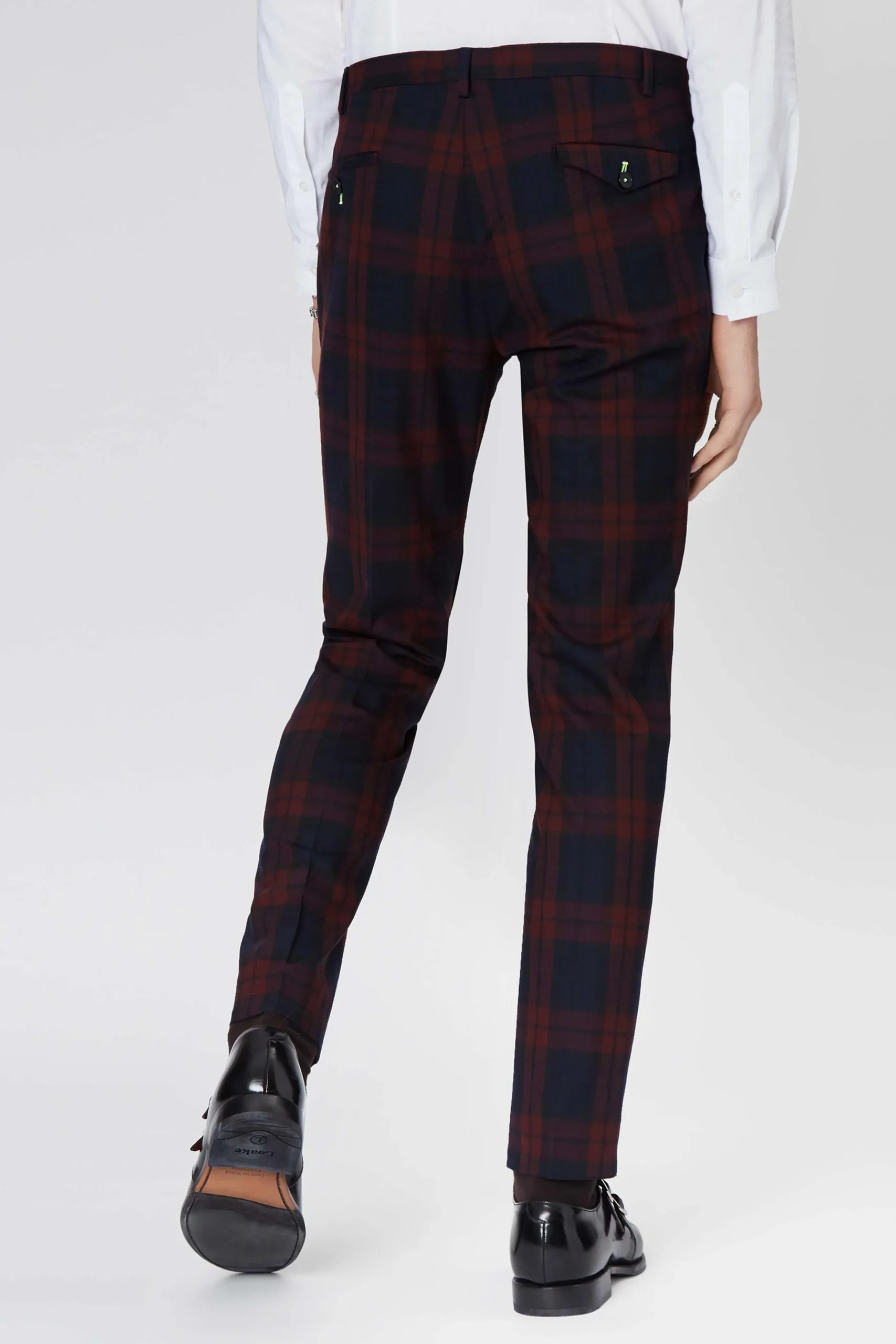 Ginger Skinny Fit Burgundy Tartan Suit