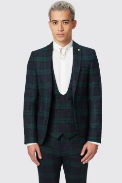 Ginger Skinny Fit Green Tartan Jacket