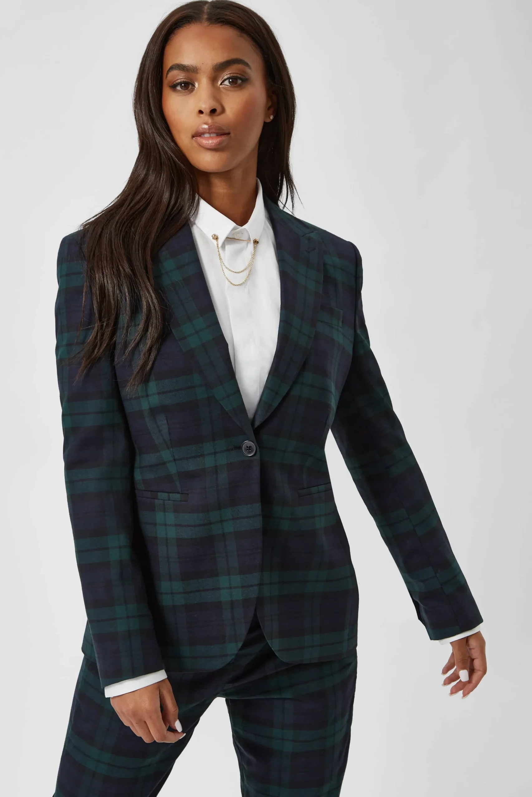 Grace Skinny Fit Green Tartan Suit