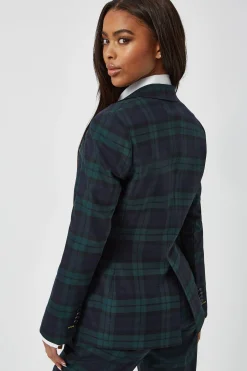 Grace Skinny Fit Green Tartan Jacket