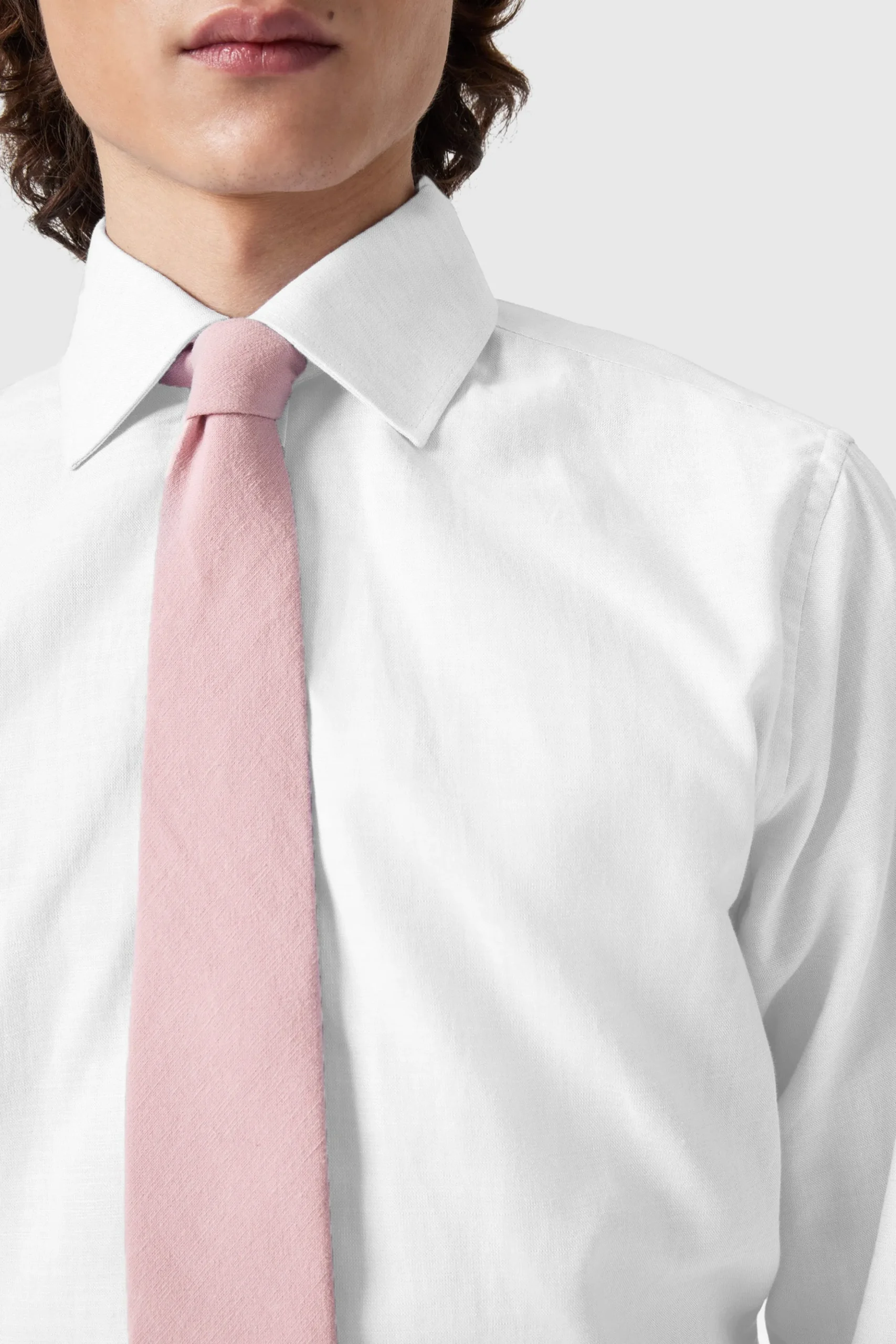 Grafton Slim Fit Spread Collar White Linen Shirt