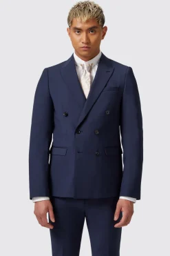Harwood Slim Fit Navy Double Breasted Wool Suit