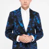 Heron Slim Fit Blue Floral Cotton Jacket