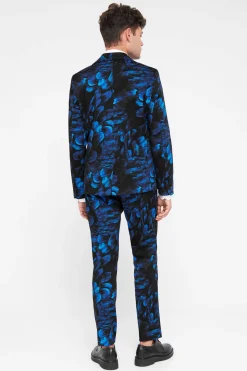 Heron Slim Fit Blue Floral Cotton Jacket