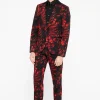 Heron Slim Fit Red Floral Cotton Trousers