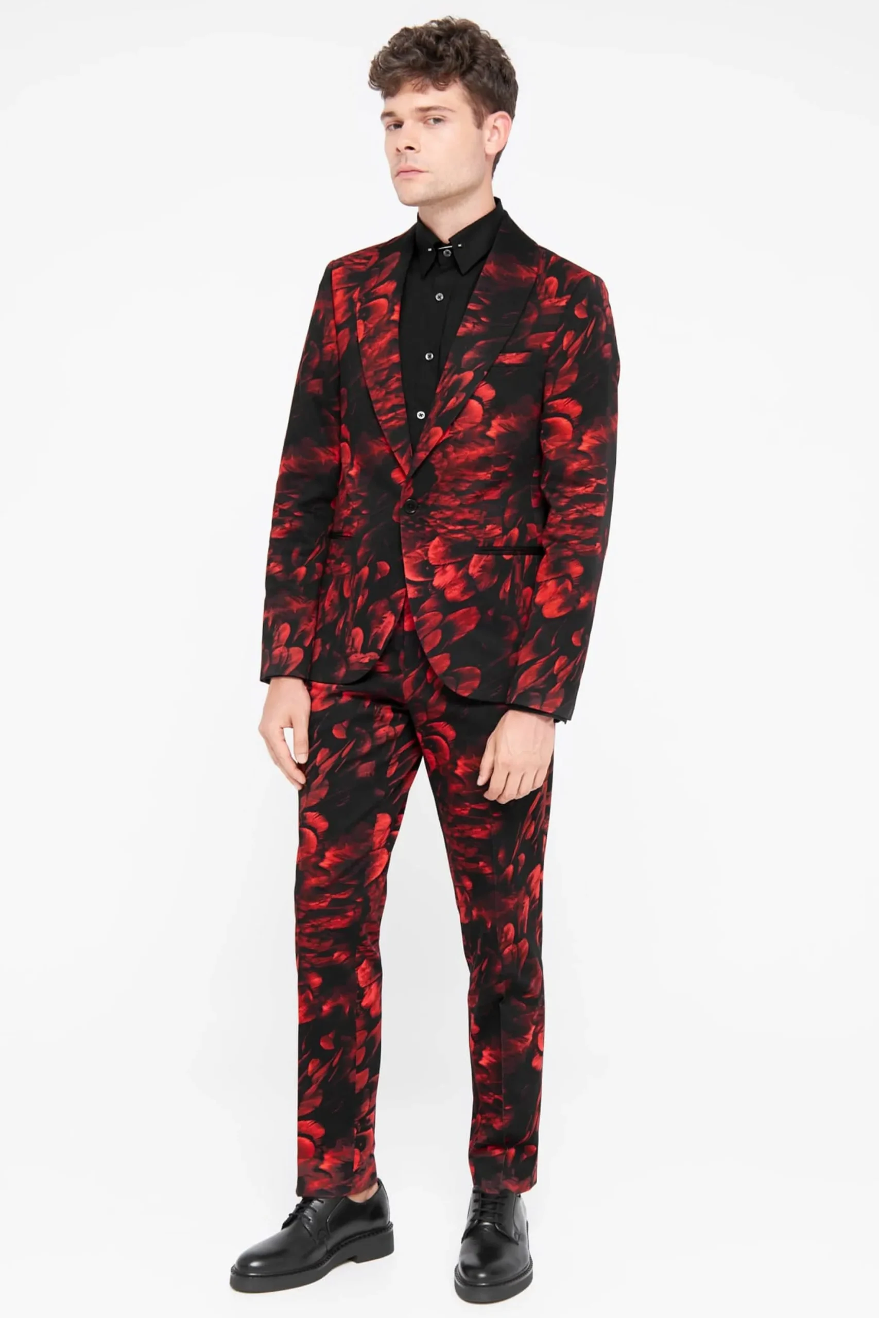Heron Slim Fit Red Floral Cotton Jacket