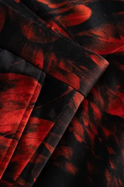 Heron Slim Fit Red Floral Cotton Suit