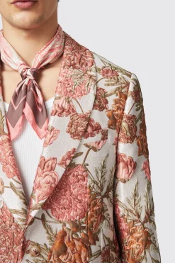 Hirshfield Floral Pink Silver Jacquard Jacket
