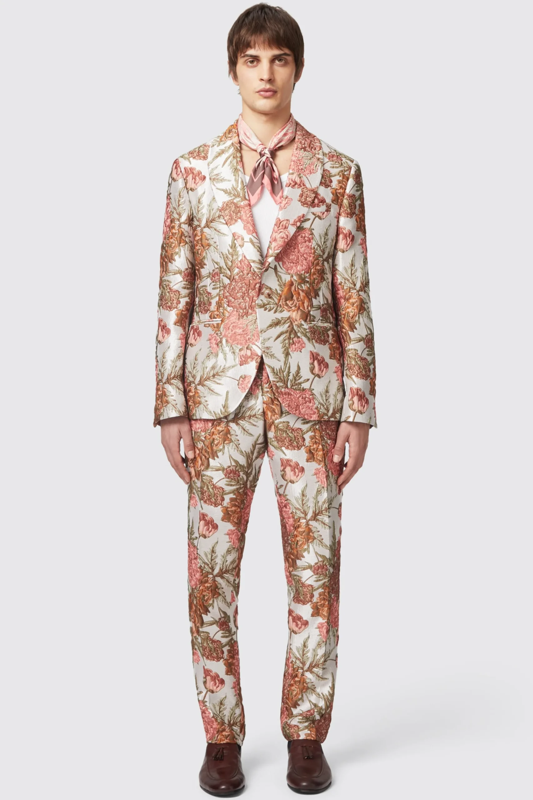 Hirshfield Floral Pink Silver Jacquard Jacket