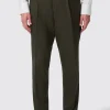 Hodge Slim Fit Green Pinstripe Trousers
