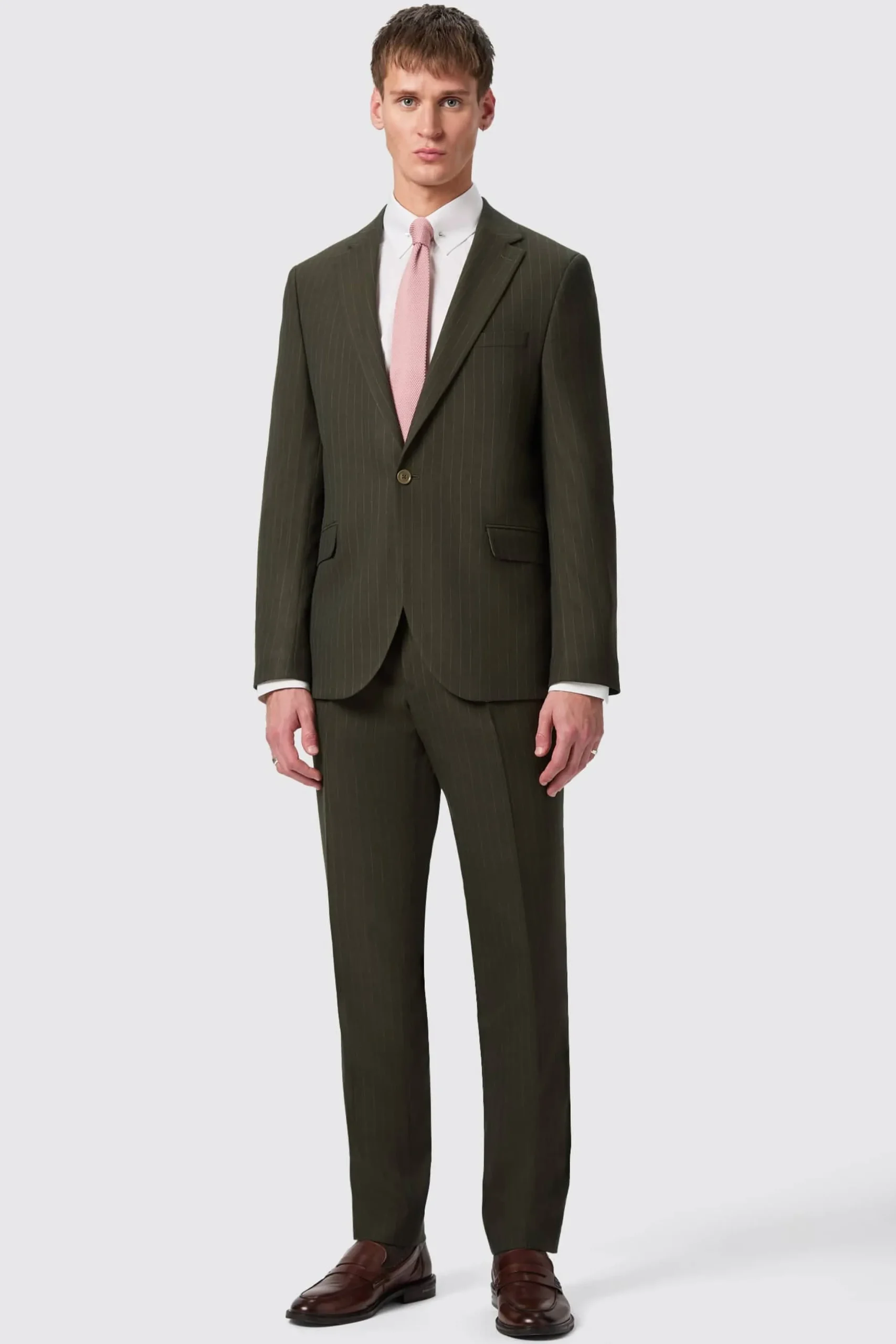 Hodge Slim Fit Green Pinstripe Suit
