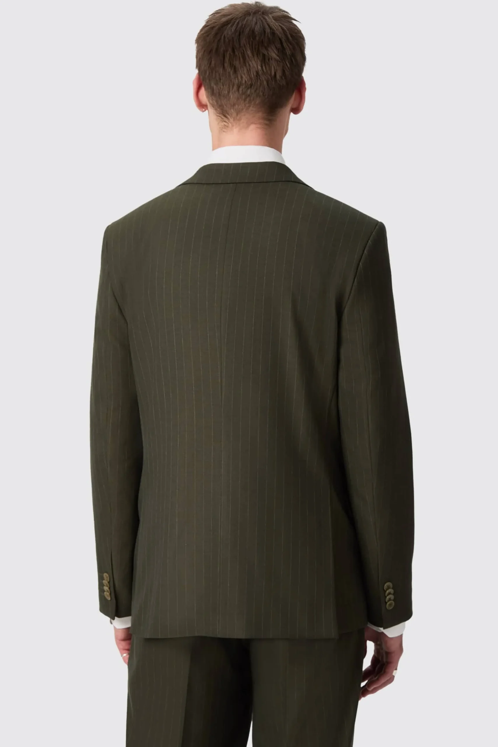 Hodge Slim Fit Green Pinstripe Jacket