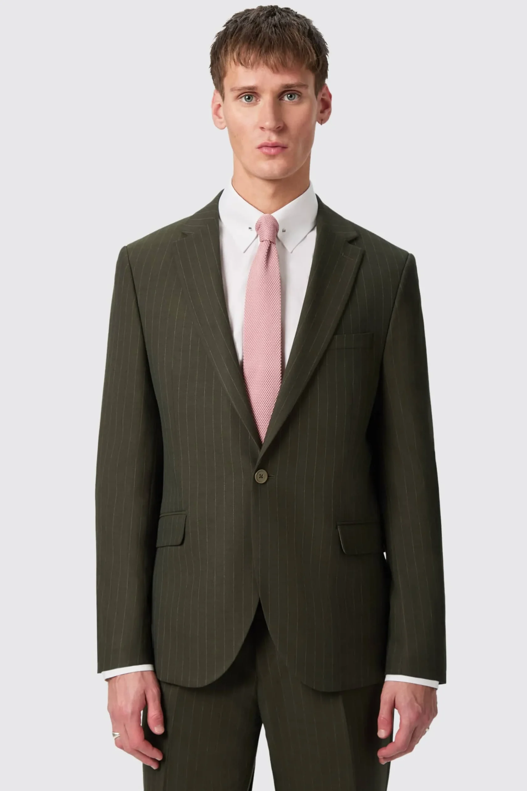 Hodge Slim Fit Green Pinstripe Suit