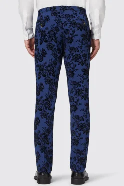 Jackalope Blue Suit Trouser With Floral Flocking