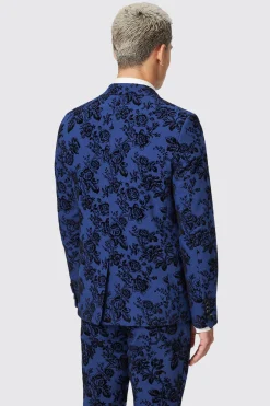 Jackalope Blue Suit With Floral Flocking