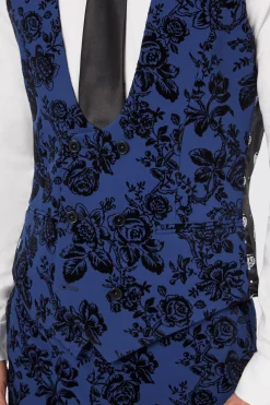 Jackalope Blue Suit With Floral Flocking
