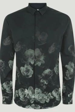 Kember Slim Fit Black Floral Shirt