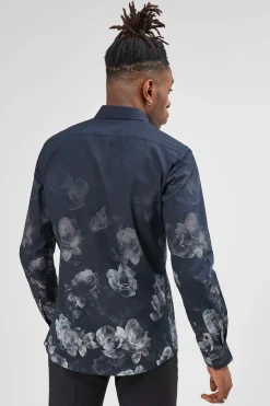 Kember Slim Fit Blue Floral Shirt
