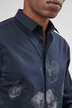 Kember Slim Fit Blue Floral Shirt