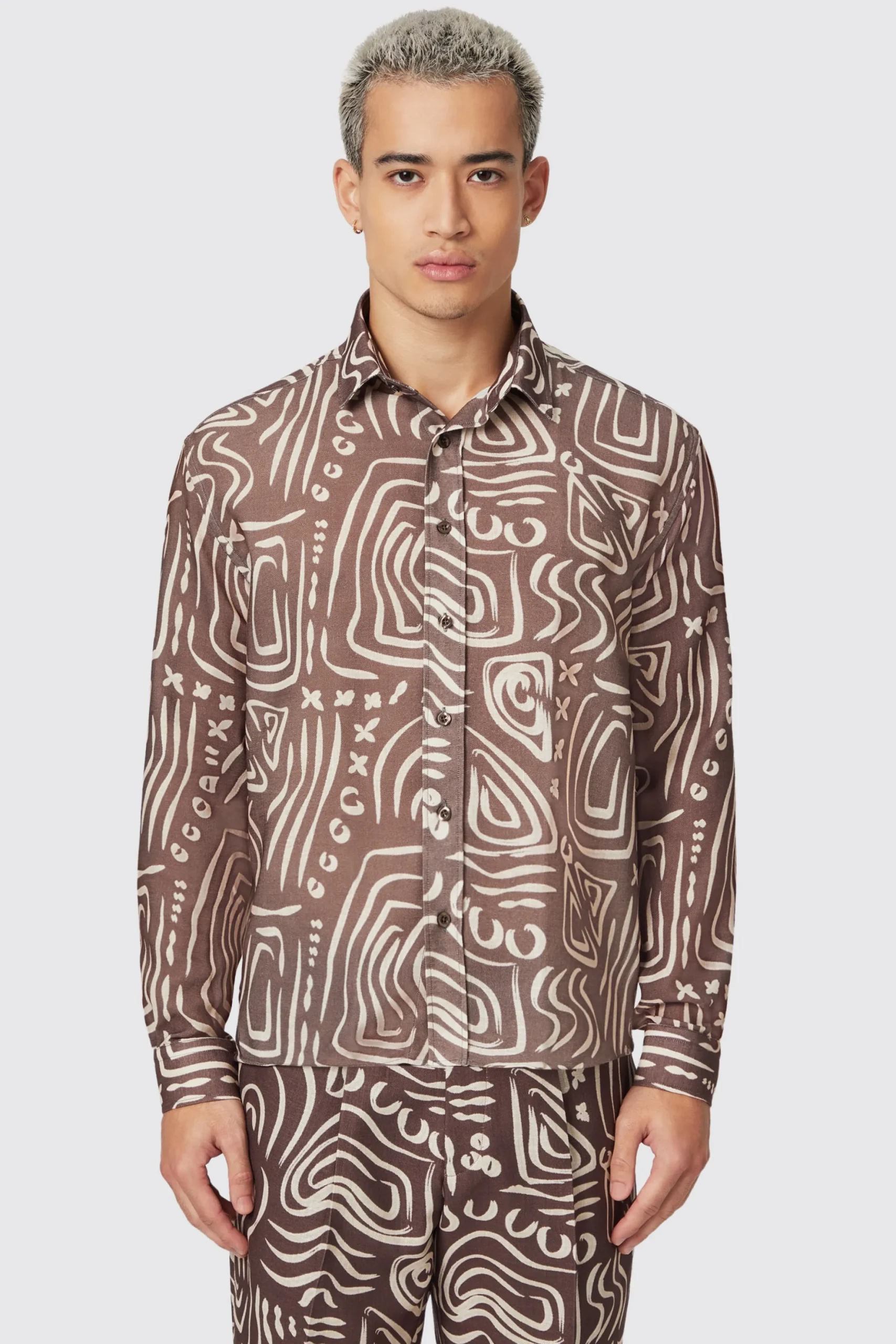 Kessie Cream Abstract Print Shirt