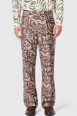 Kessie Oversized Brown Abstract Print Trousers