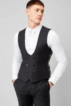 Kingdon Skinny Fit Black Dinner Waistcoat