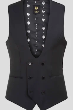 Kingdon Skinny Fit Black Dinner Waistcoat