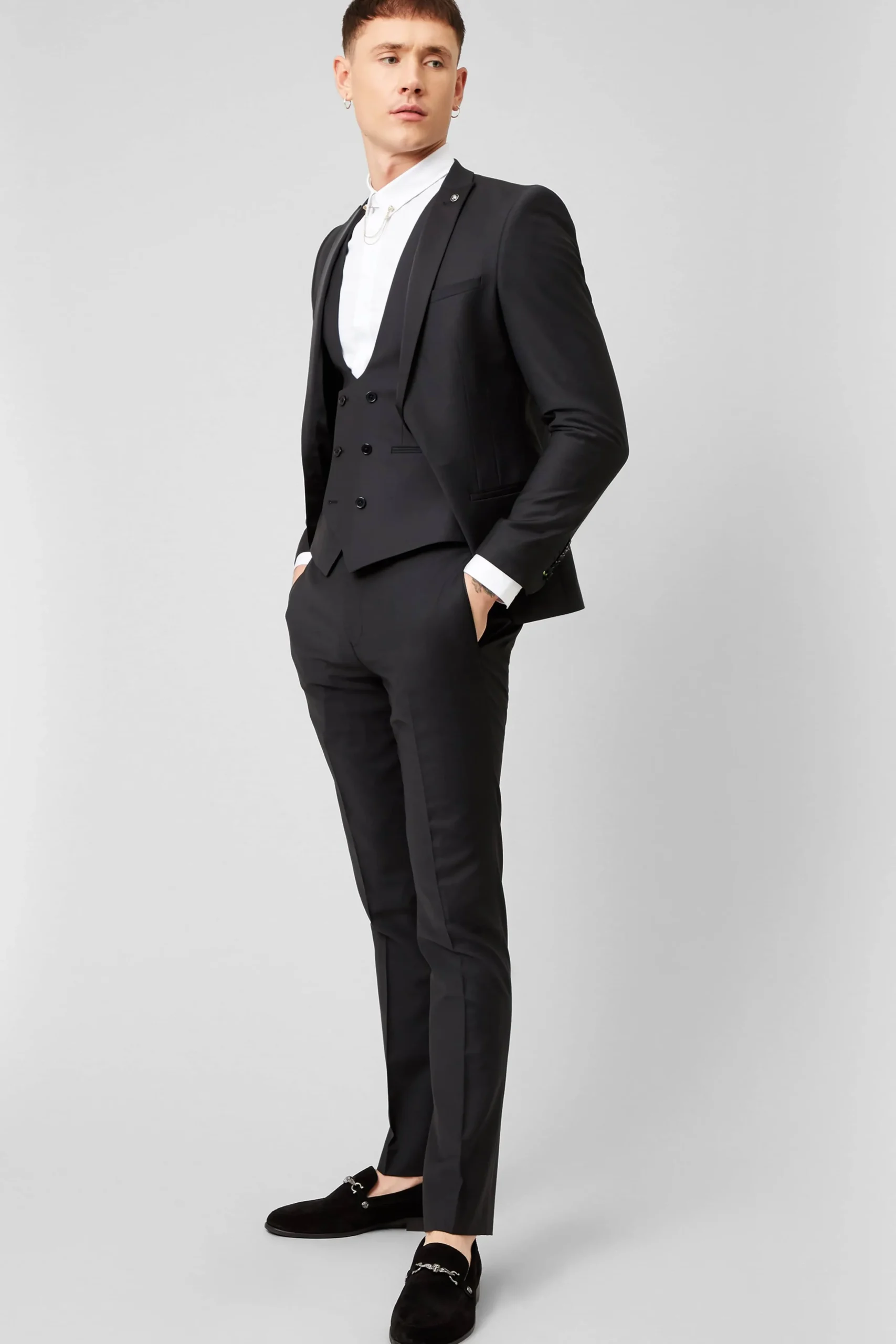 Kingdon Skinny Fit Black Dinner Trousers