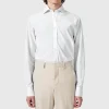 Lewes Slim Fit Spread Collar White Cotton Shirt