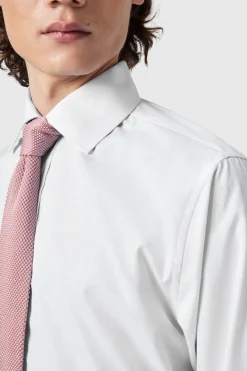 Lewes Slim Fit Spread Collar White Cotton Shirt