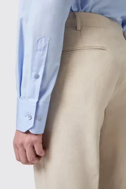 Lewes Slim Fit Spread Collar Blue Cotton Shirt