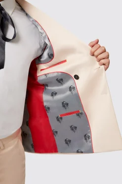 Lewis Skinny Fit Double Breasted Beige Sateen Suit